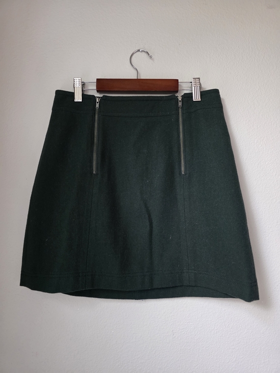 Madewell Dresses & Skirts - Madewell Dark Green A-Line Mini Skirt with Dual Front Zips